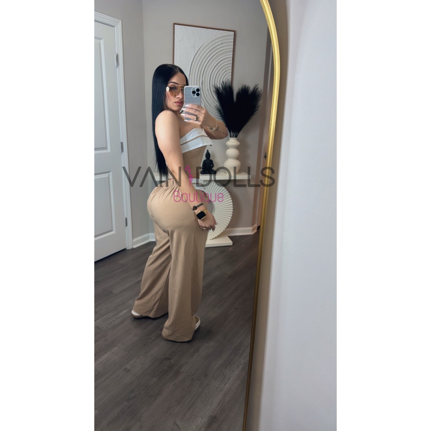 SET PANTS KAHKI WHITE