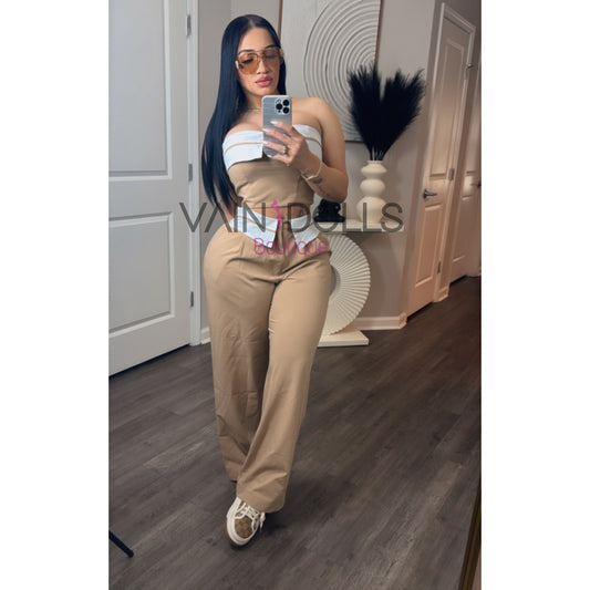 SET PANTS KAHKI WHITE