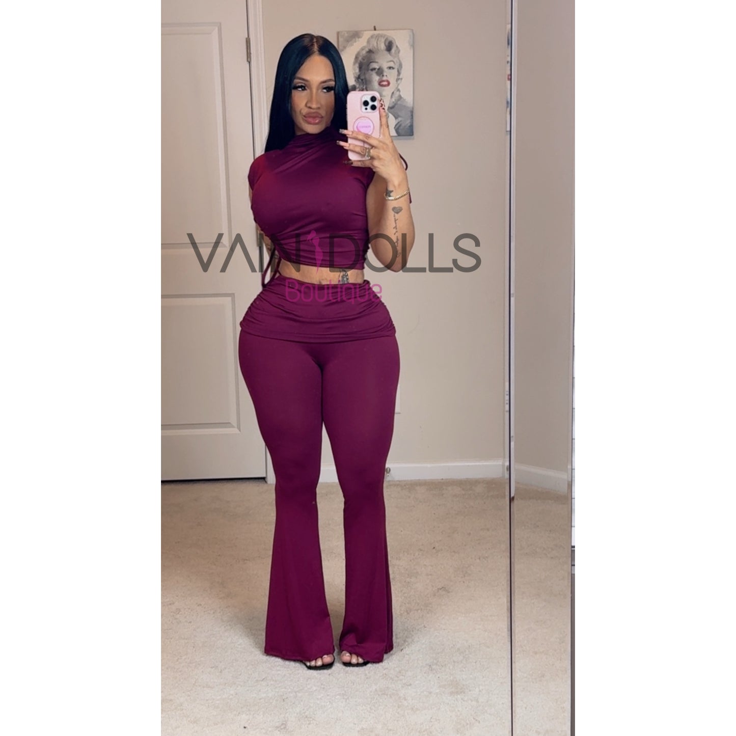SET PANTS BURGUNDY