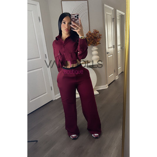 PANTS SET BURGUNDY